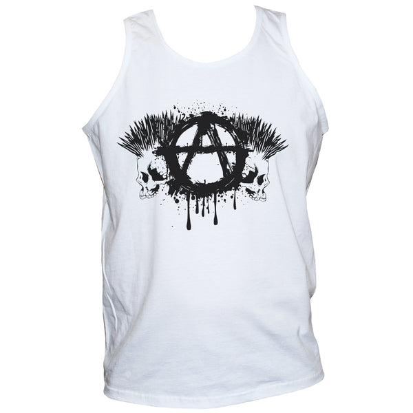 Anarchist Sign Two Punk Skulls T shirt Vest