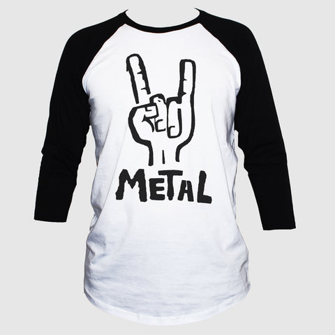 Funny Heavy Metal Sign Of Horns T shirt 3/4 Sleeve Unisex Top