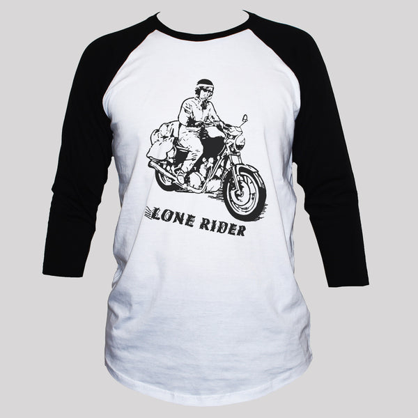 Rebel Biker "Lone Rider" Retro T shirt 3/4 Sleeve