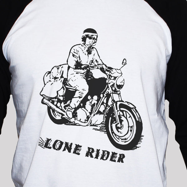 Rebel Biker "Lone Rider" Retro T shirt 3/4 Sleeve
