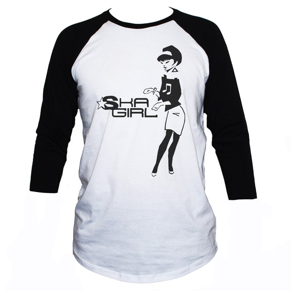 Rude Ska Girl Two Tone T shirt 3/4 Sleeve Unisex