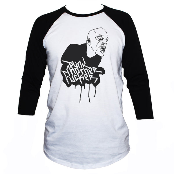 Rude Angry Punk Rock Man T shirt 3/4 Sleeve