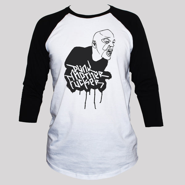 Rude Angry Punk Rock Man T shirt 3/4 Sleeve
