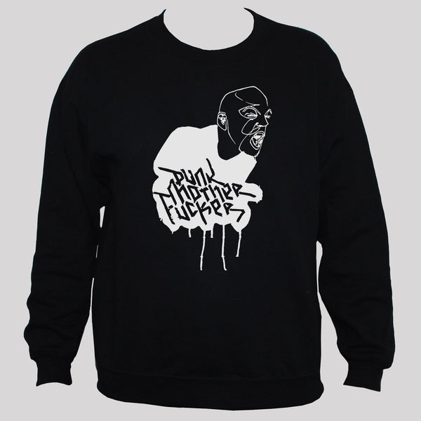 Punk Rock Motherfuc**r Black Graphic Sweatshirt White Print
