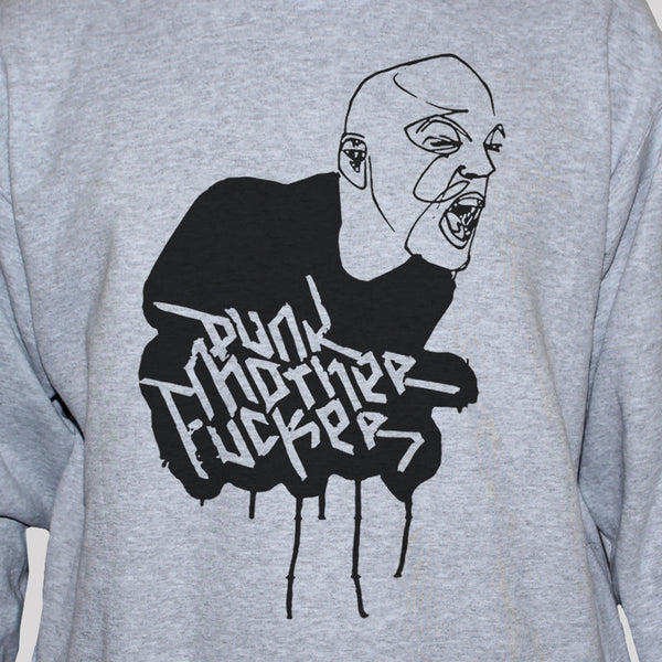 Punk Rock Motherfuc**r Grey Graphic Sweatshirt Black Print