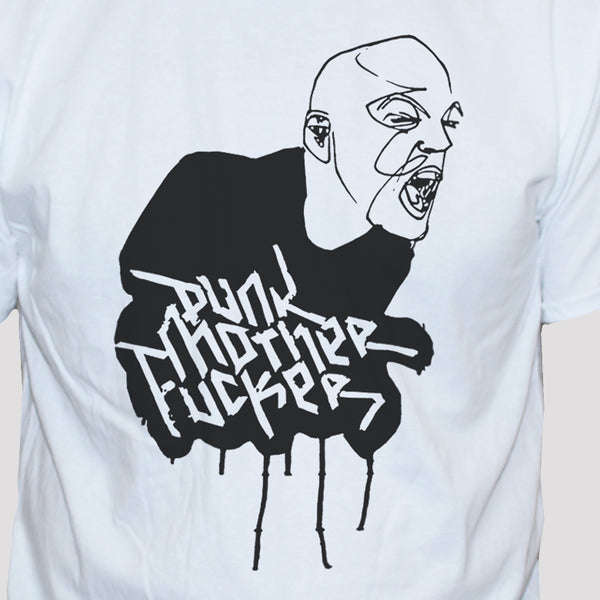 Punk style rude offensive graphic t shirt white