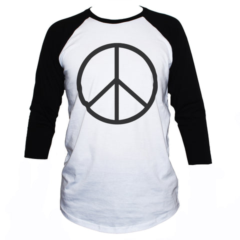 Peace Sign-Symbol T shirt Anti War Political Activist Raglan 3/4 Sleeve Tee