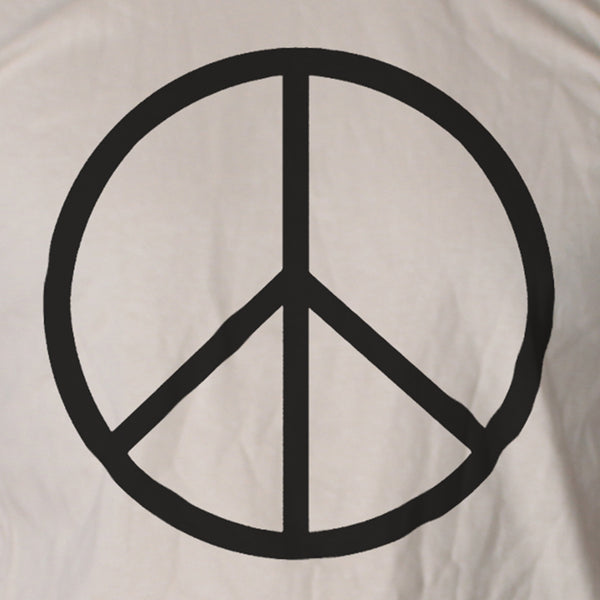 Peace Sign Symbol T shirt/ Political Anti-War Activist Unisex Sand Tee Close Up