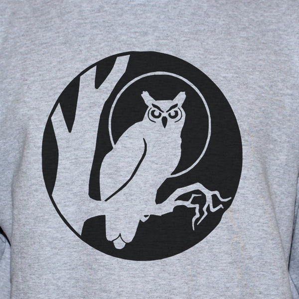 Owl T shirt/ Goth Night Bird Unisex Grey Tee
