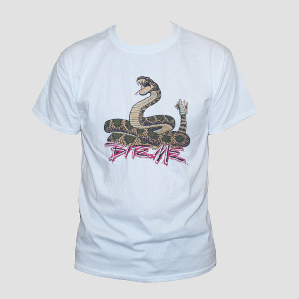 Snake Bite Me T shirt Rebel Rockabilly Retro Graphic Tee White