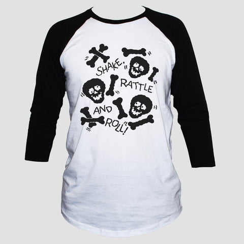 Skulls And Bones 3/4 Sleeve Graphic T shirt Unisex Baseball Tee