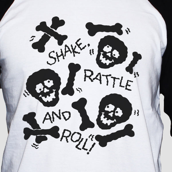 Skulls And Bones 3/4 Sleeve Graphic T shirt Unisex Baseball Tee All Sizes