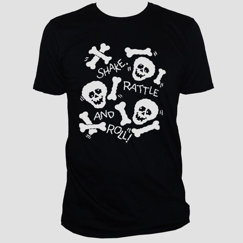 Skulls And Bones Graphic T shirt White Print On Black Tee