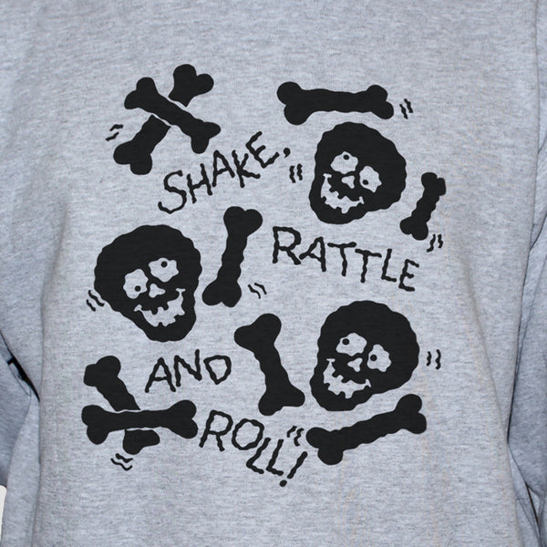 Skulls And Bones Graphic T shirt Black Print On Grey Tee