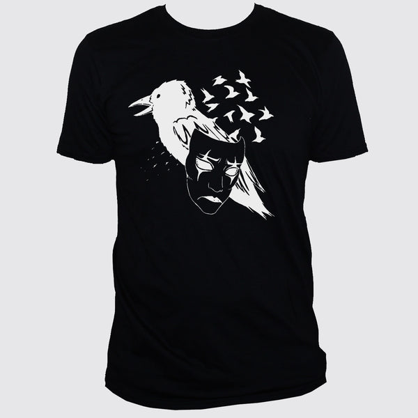 Crow Mask T shirt/ Art Tattoo Emo Style Men/Women Black Top