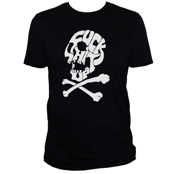 Funny Rude Skull and bones punk style t shirt black