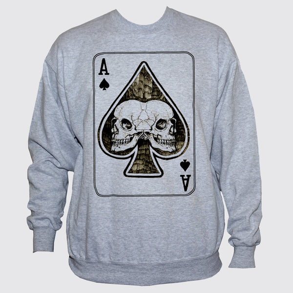 Ace Of Spades Card With Two Skulls Rockabilly Goth Style Sweatshirt