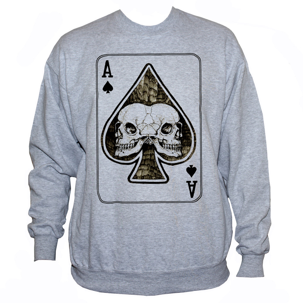 Ace Of Spades Card With Two Skulls Rockabilly Goth Style Sweatshirt