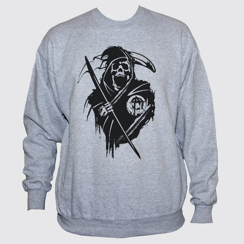Anarchist Grim Reaper Skull Punk/Goth Style Sweatshirt