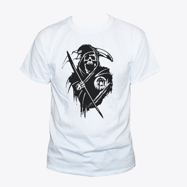 Anarchist Grim Reaper Skull T shirt Goth/Punk Top
