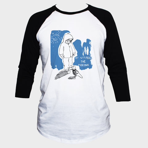 "Don't Feed The Pigeons" Cute Emo Style T shirt 3/4 Sleeve