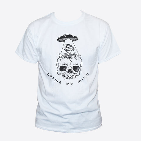 Funny "Losing My Mind" Alien Spaceship Skull T shirt