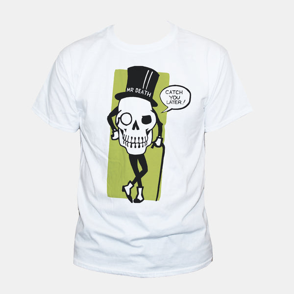 Funny Mr Death Skull "See You Later" Goth Punk T shirt