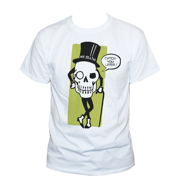 Funny Mr Death Skull "See You Later" Goth Punk T shirt