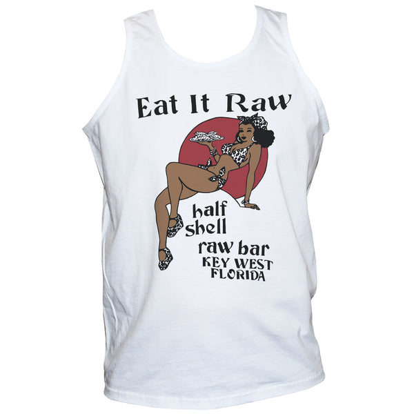 Funny Rude "Eat It Raw" Rockabilly Pin Up T shirt Vest