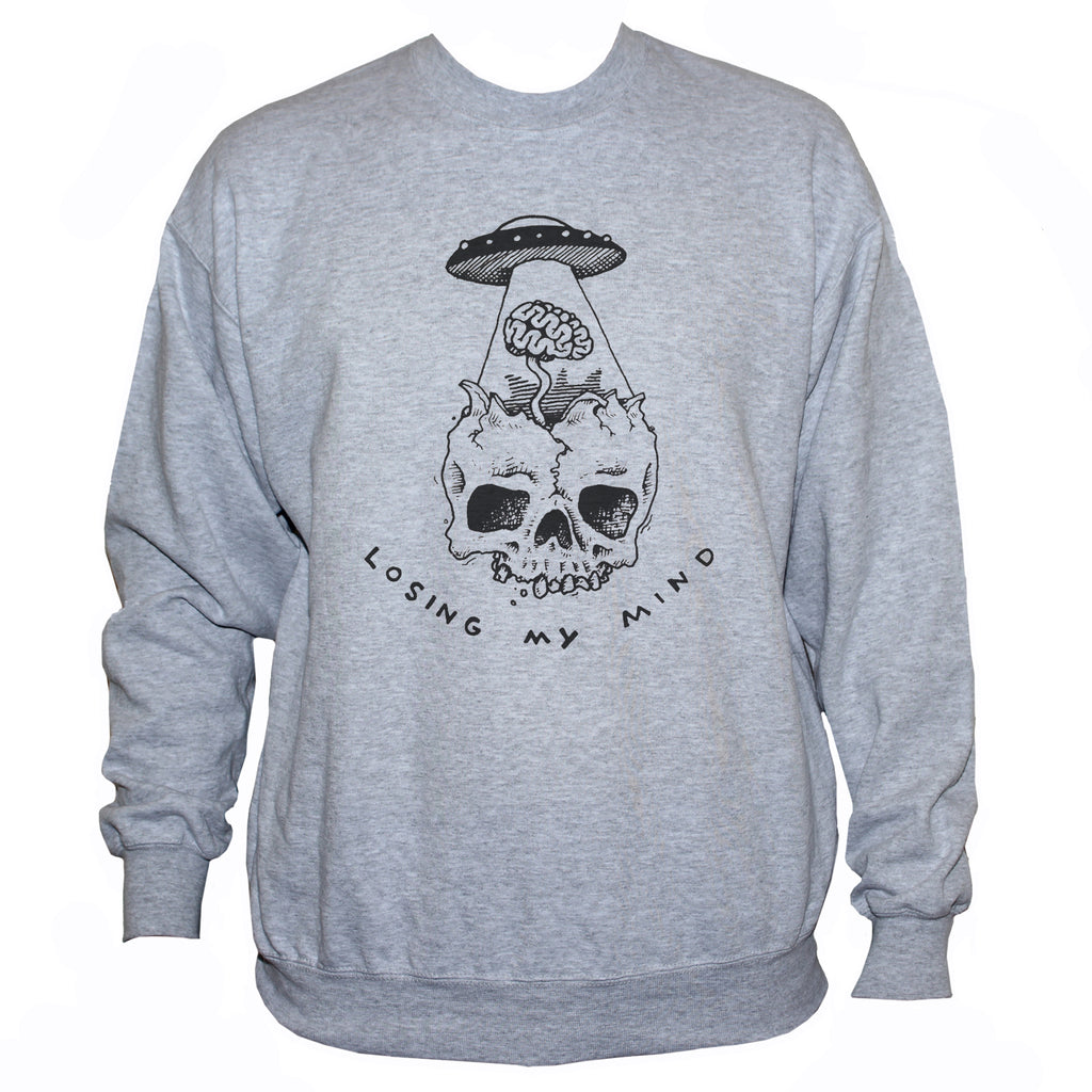 Funny UFO "Losing My Mind" Skull Graphic Sweatshirt