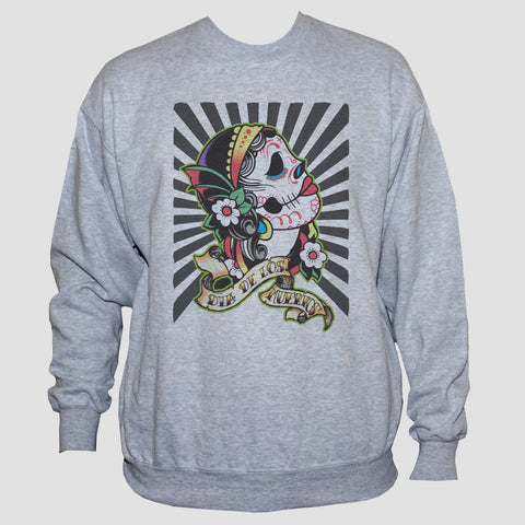 Mexican Sugar Skull Day Of The Dead Graphic Sweatshirt