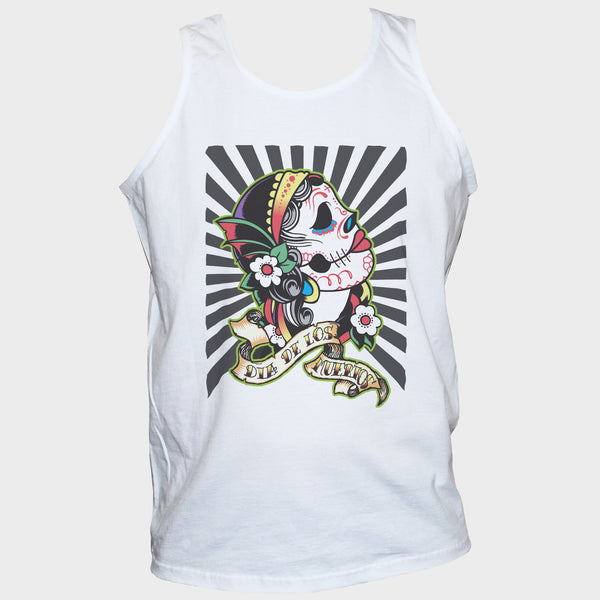 Mexican Sugar Skull Day Of The Dead T shirt Vest