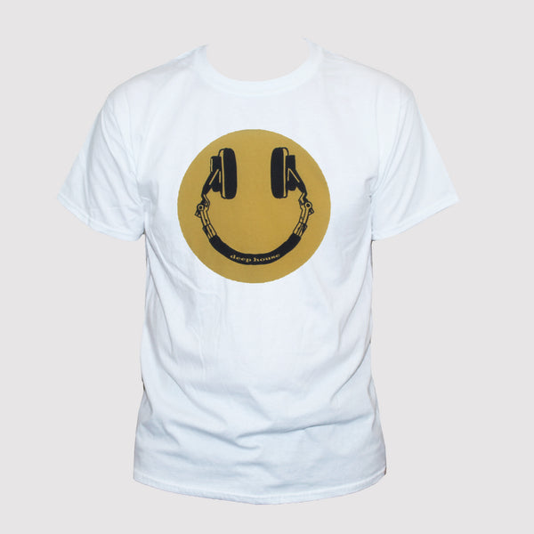 House Music Fan "Headphones Smiley" Retro Style T shirt