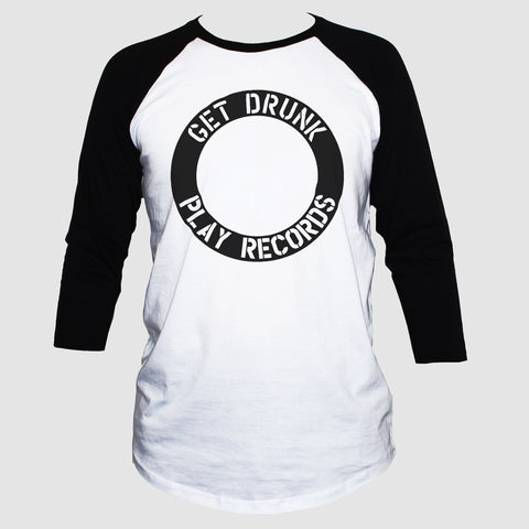 Funny "Get Drunk Play Records" T shirt 3/4 Sleeve Graphic Tee