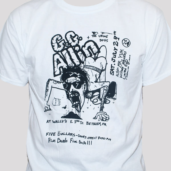 GG Allin Hardcore Punk Rock T shirt White