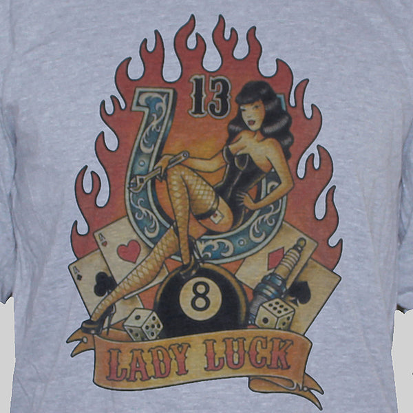 Lady Luck Pin Up Rockabilly Style Graphic T shirt