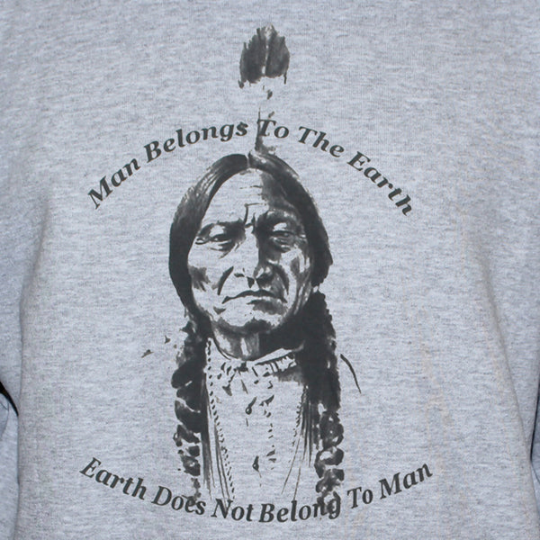 Sitting Bull T shirt Earth Friendly Eco Quote Unisex Graphic Tee Grey